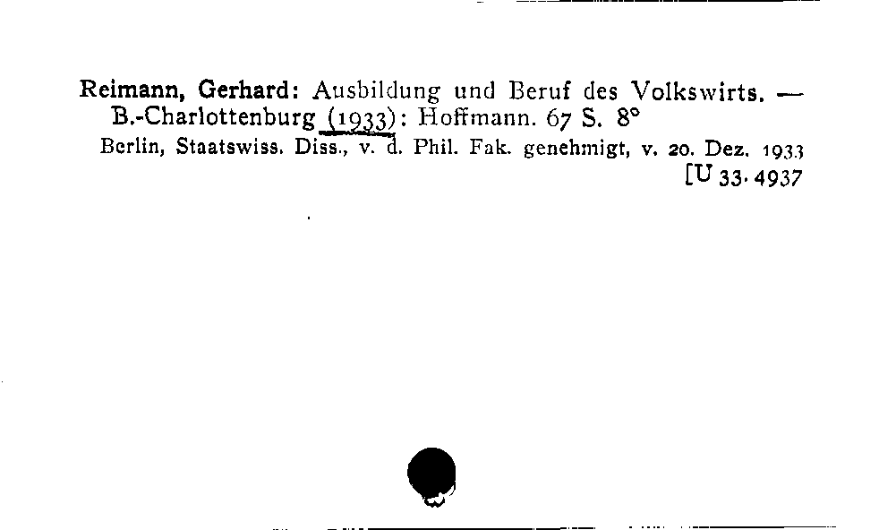 [Katalogkarte Dissertationenkatalog bis 1980]