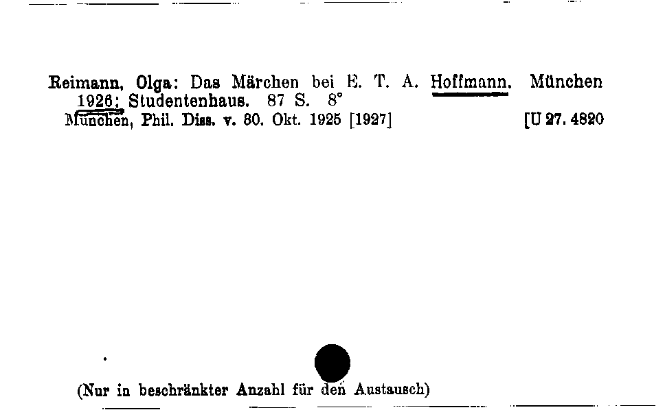 [Katalogkarte Dissertationenkatalog bis 1980]