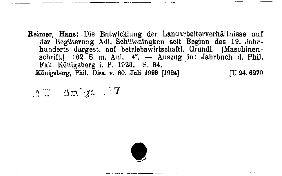 [Katalogkarte Dissertationenkatalog bis 1980]