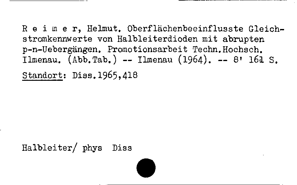 [Katalogkarte Dissertationenkatalog bis 1980]