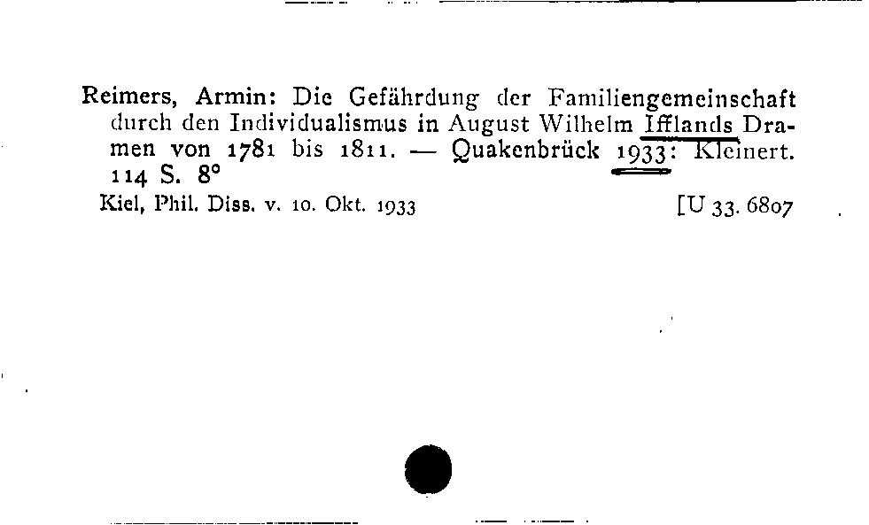 [Katalogkarte Dissertationenkatalog bis 1980]