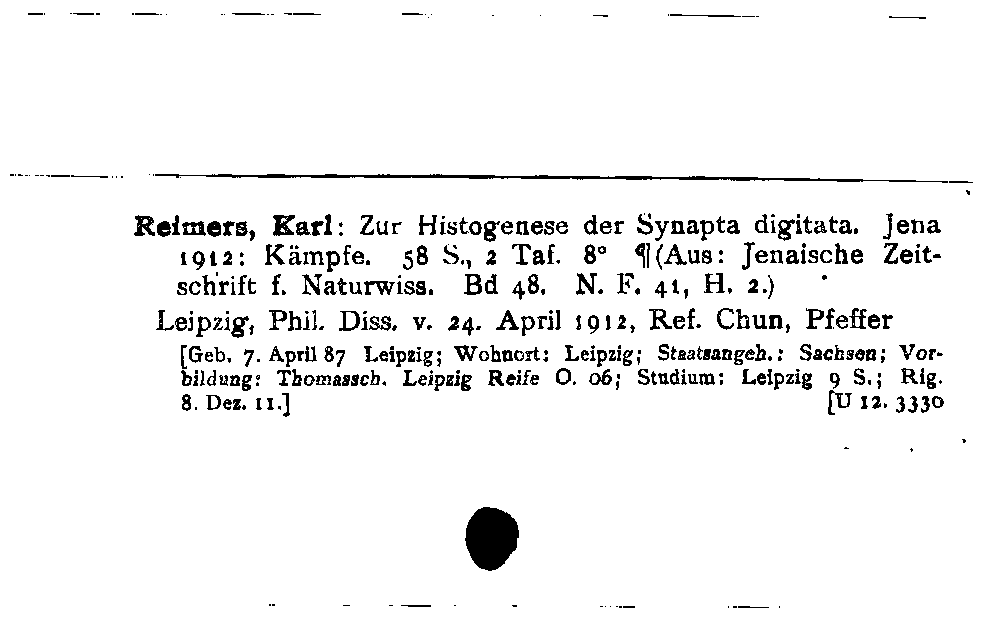 [Katalogkarte Dissertationenkatalog bis 1980]