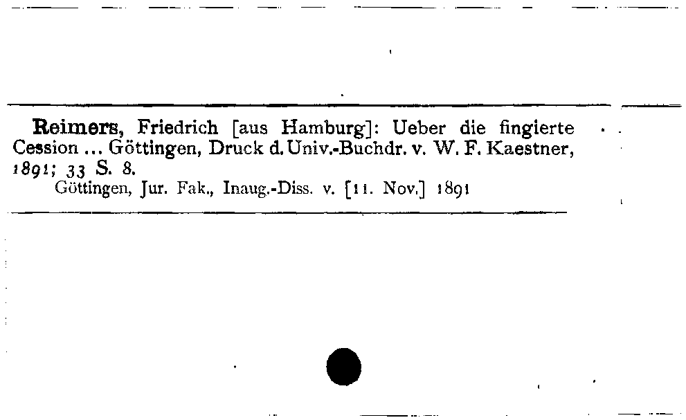 [Katalogkarte Dissertationenkatalog bis 1980]