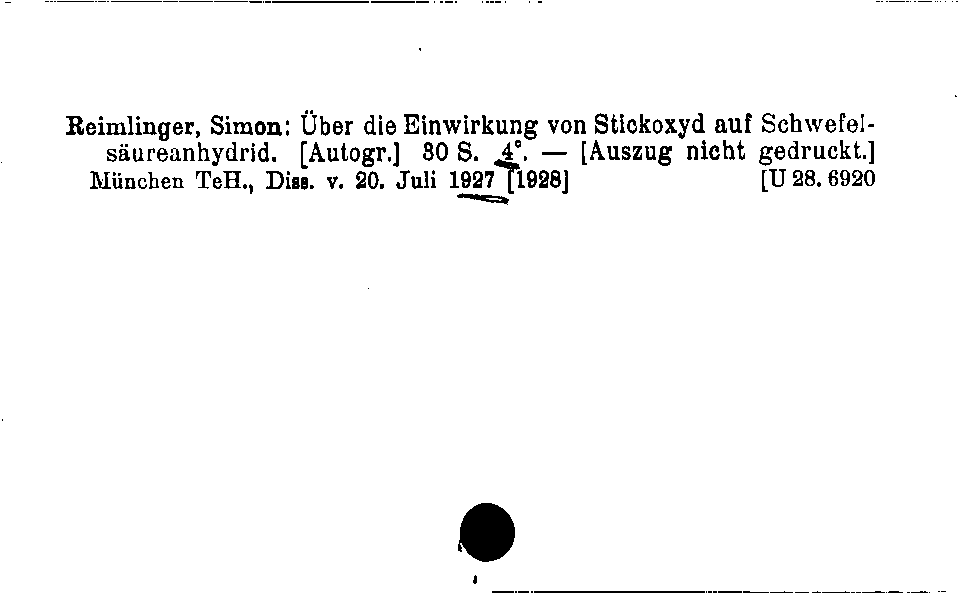 [Katalogkarte Dissertationenkatalog bis 1980]