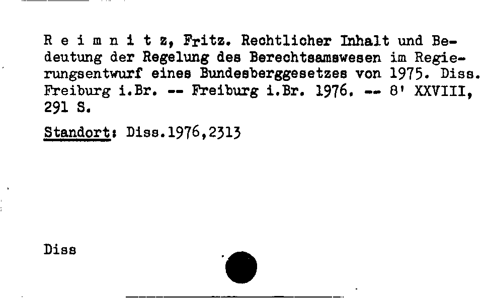 [Katalogkarte Dissertationenkatalog bis 1980]