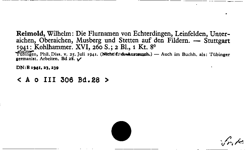 [Katalogkarte Dissertationenkatalog bis 1980]