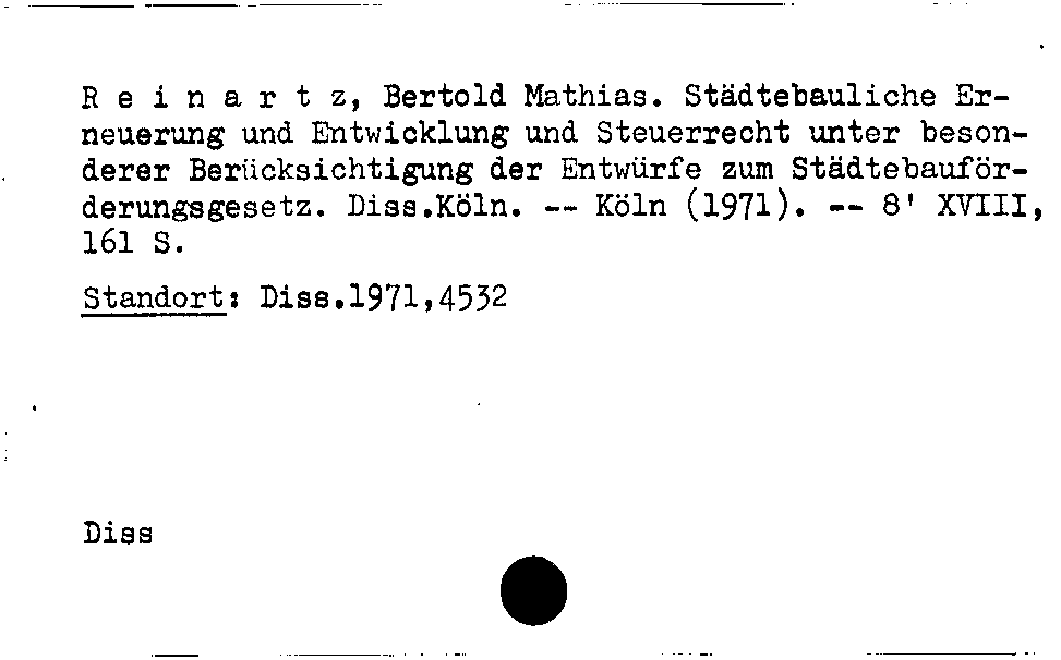 [Katalogkarte Dissertationenkatalog bis 1980]