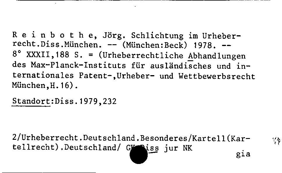 [Katalogkarte Dissertationenkatalog bis 1980]