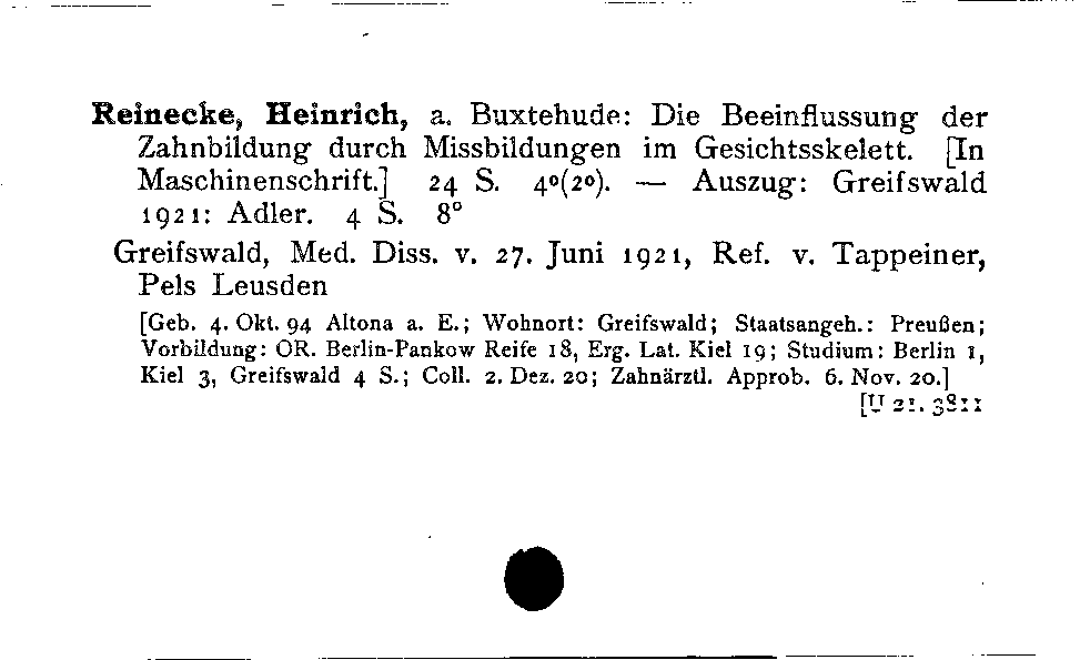 [Katalogkarte Dissertationenkatalog bis 1980]