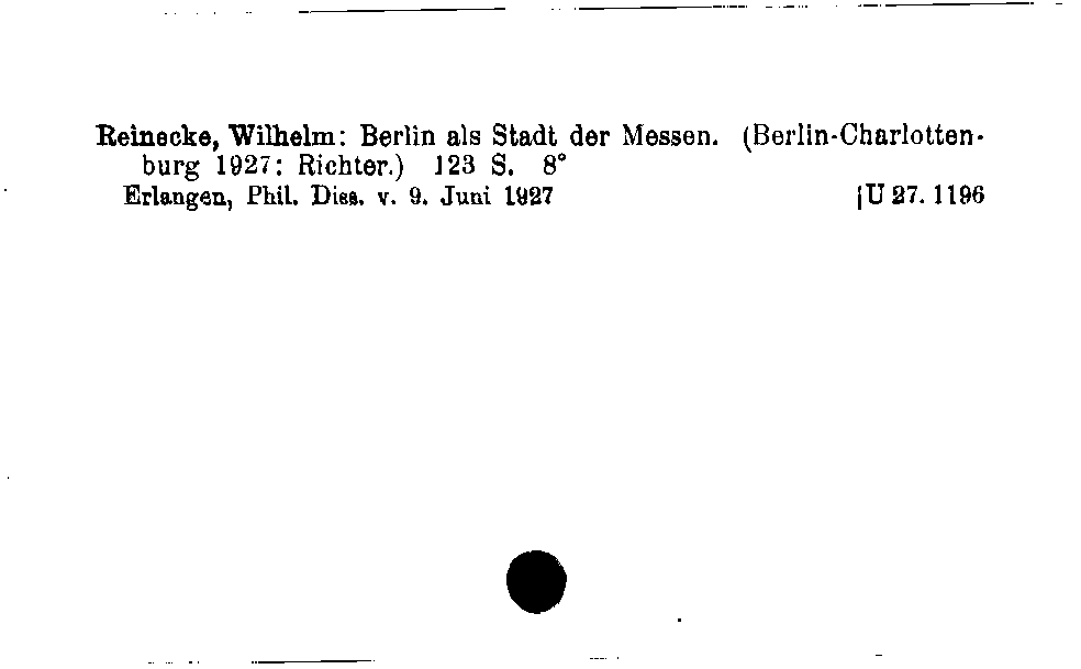 [Katalogkarte Dissertationenkatalog bis 1980]