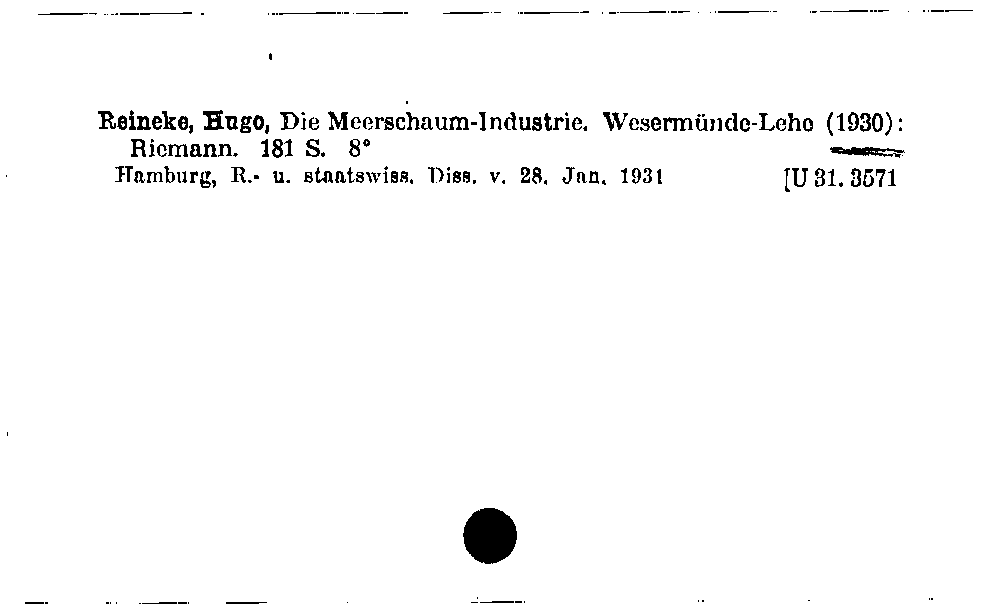 [Katalogkarte Dissertationenkatalog bis 1980]