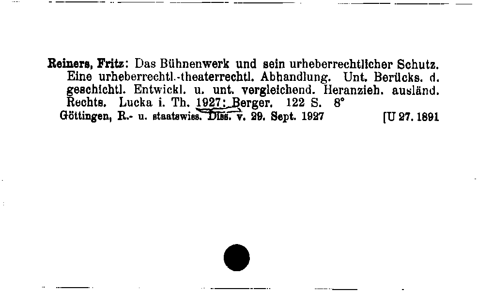 [Katalogkarte Dissertationenkatalog bis 1980]