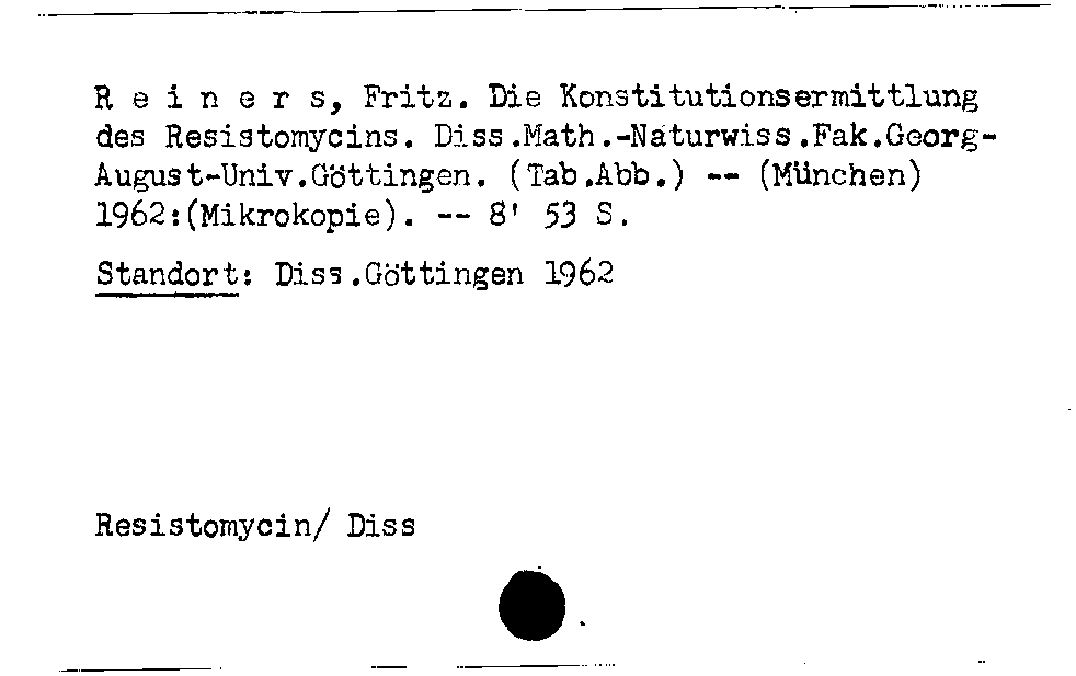 [Katalogkarte Dissertationenkatalog bis 1980]