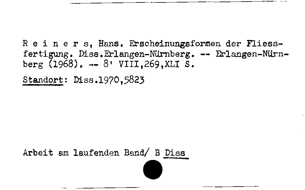 [Katalogkarte Dissertationenkatalog bis 1980]