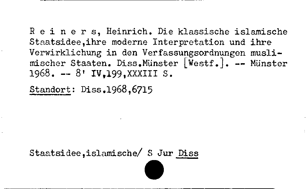 [Katalogkarte Dissertationenkatalog bis 1980]