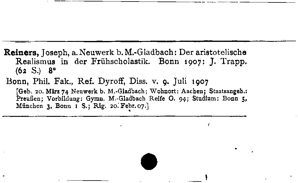 [Katalogkarte Dissertationenkatalog bis 1980]