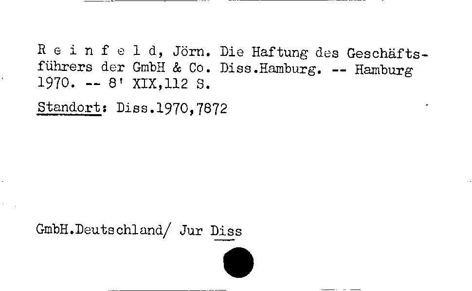 [Katalogkarte Dissertationenkatalog bis 1980]