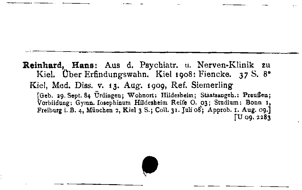 [Katalogkarte Dissertationenkatalog bis 1980]