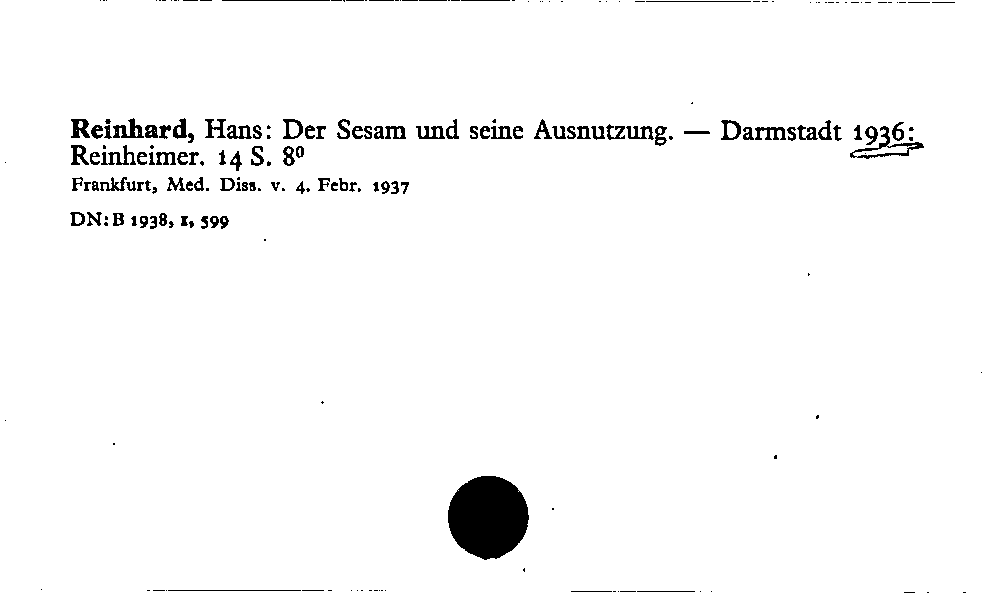 [Katalogkarte Dissertationenkatalog bis 1980]