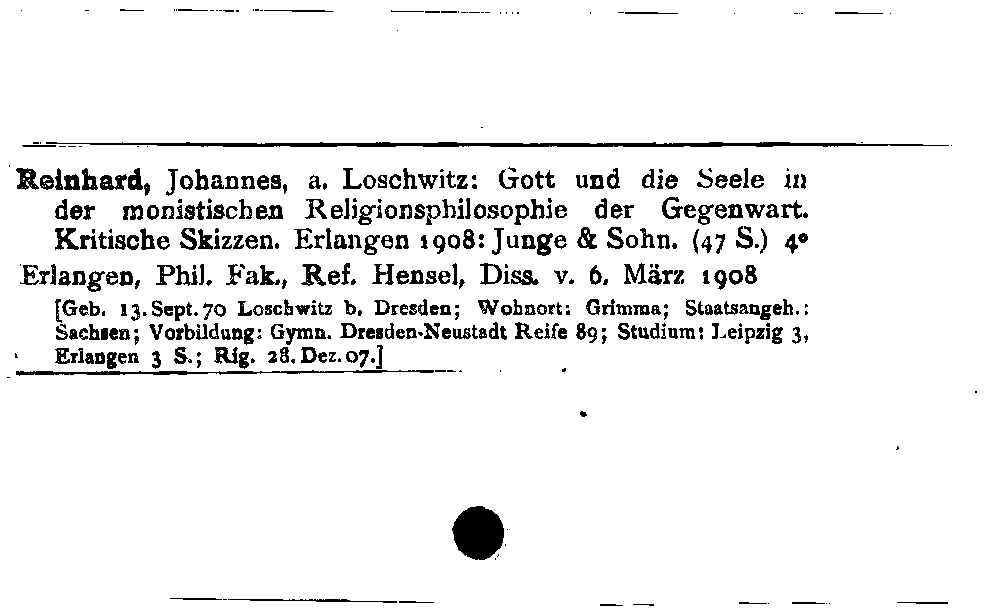 [Katalogkarte Dissertationenkatalog bis 1980]