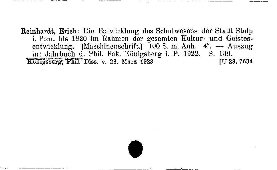 [Katalogkarte Dissertationenkatalog bis 1980]