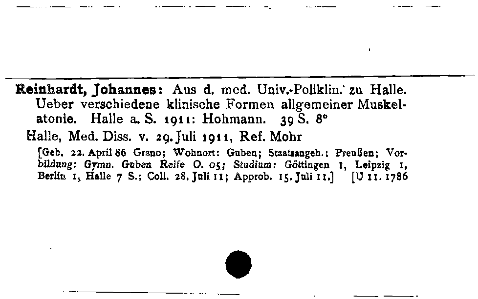 [Katalogkarte Dissertationenkatalog bis 1980]