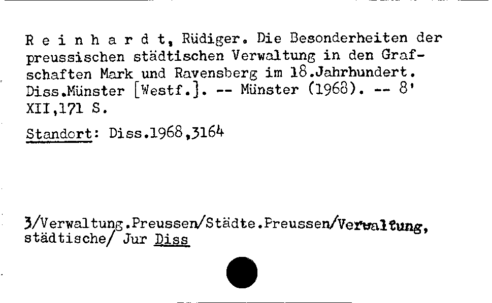 [Katalogkarte Dissertationenkatalog bis 1980]