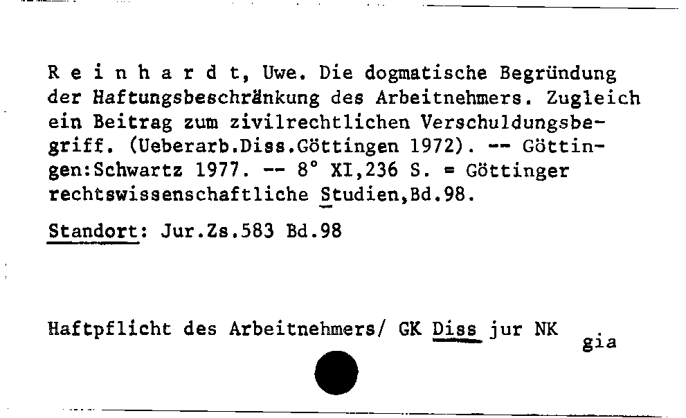 [Katalogkarte Dissertationenkatalog bis 1980]