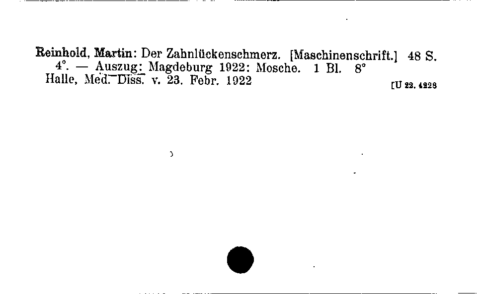 [Katalogkarte Dissertationenkatalog bis 1980]