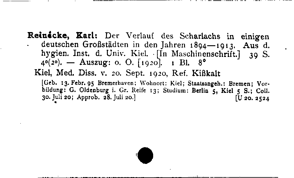 [Katalogkarte Dissertationenkatalog bis 1980]