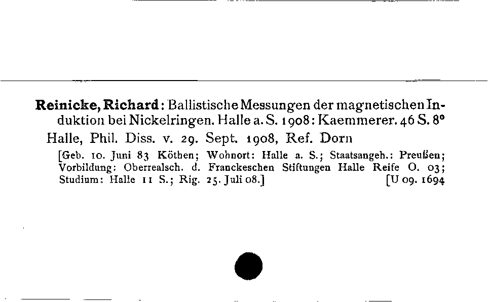 [Katalogkarte Dissertationenkatalog bis 1980]