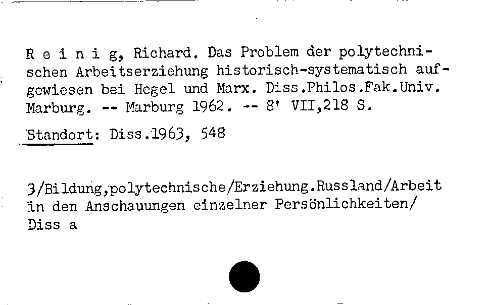 [Katalogkarte Dissertationenkatalog bis 1980]