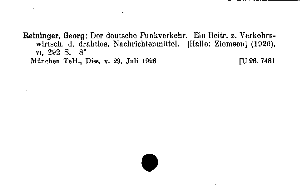 [Katalogkarte Dissertationenkatalog bis 1980]