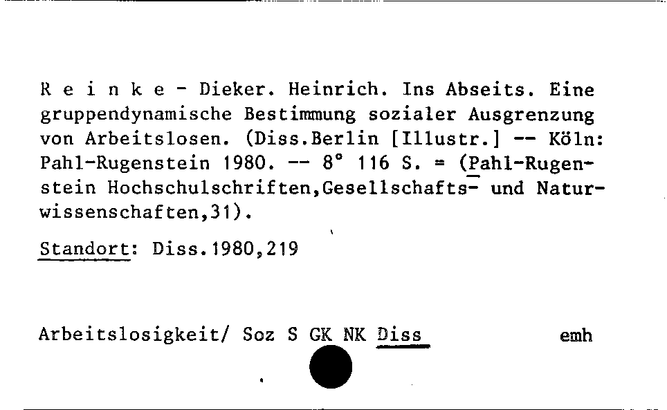 [Katalogkarte Dissertationenkatalog bis 1980]