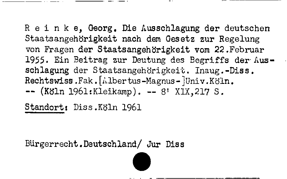 [Katalogkarte Dissertationenkatalog bis 1980]