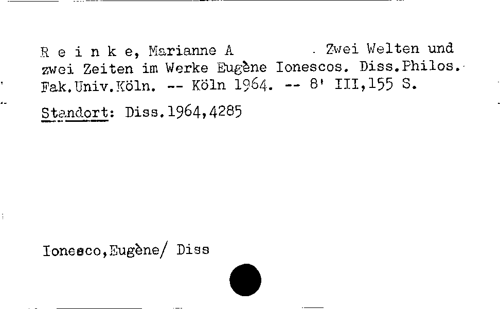 [Katalogkarte Dissertationenkatalog bis 1980]