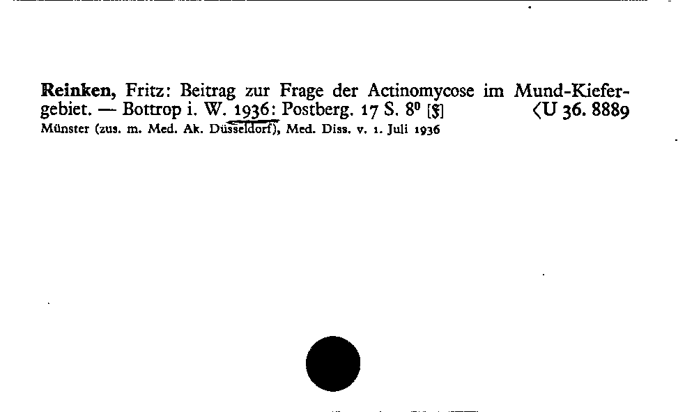 [Katalogkarte Dissertationenkatalog bis 1980]