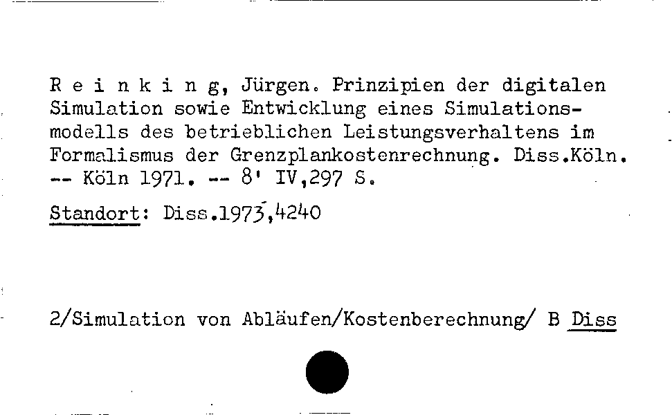 [Katalogkarte Dissertationenkatalog bis 1980]