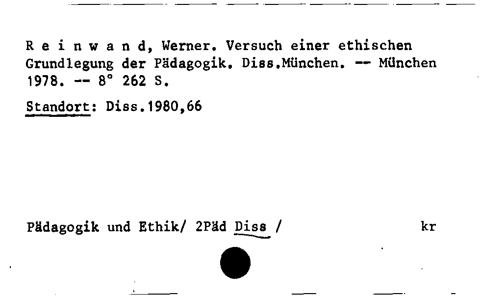 [Katalogkarte Dissertationenkatalog bis 1980]