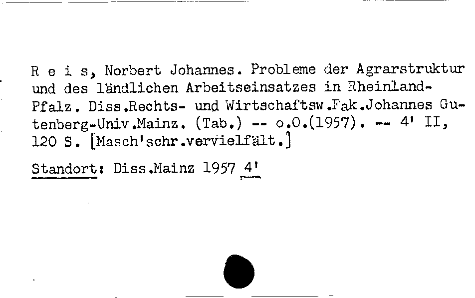 [Katalogkarte Dissertationenkatalog bis 1980]