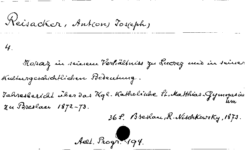 [Katalogkarte Dissertationenkatalog bis 1980]