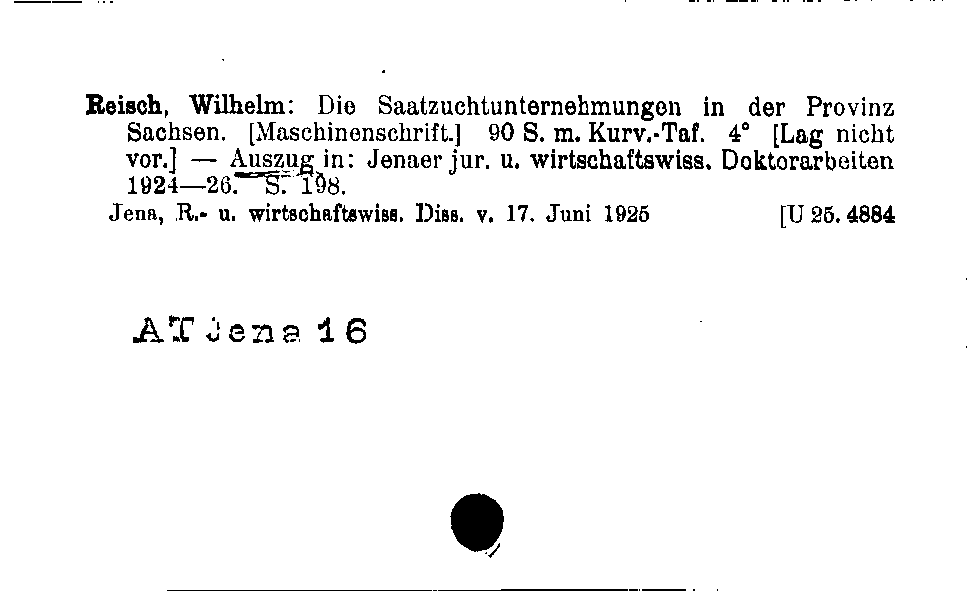 [Katalogkarte Dissertationenkatalog bis 1980]