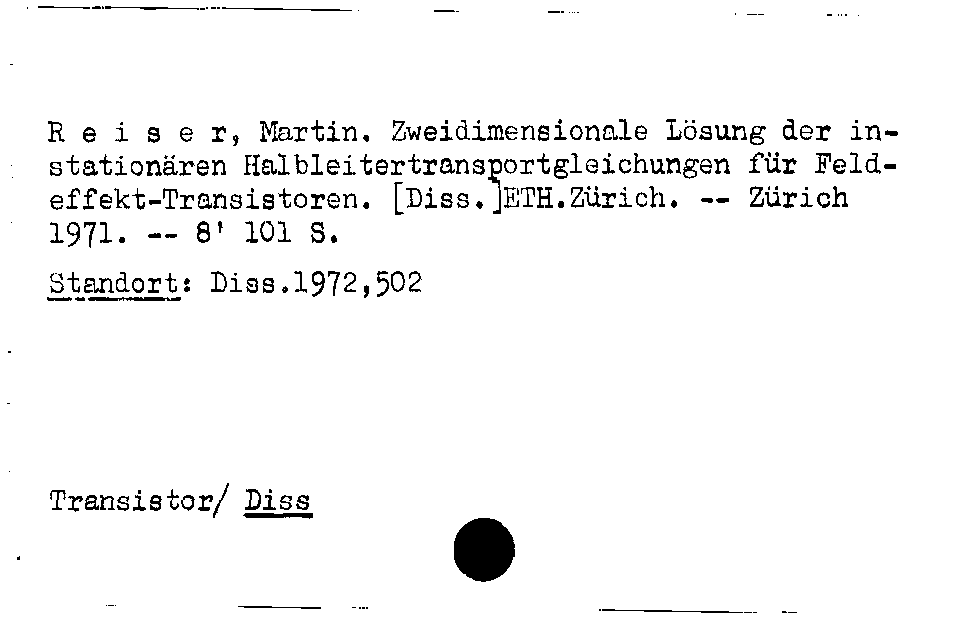 [Katalogkarte Dissertationenkatalog bis 1980]