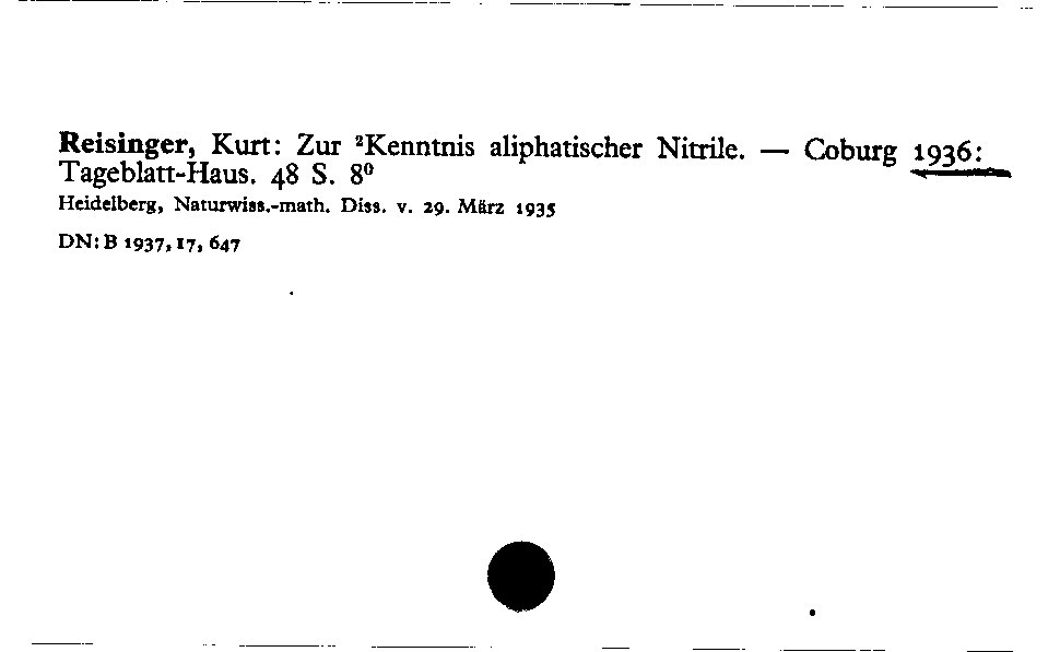 [Katalogkarte Dissertationenkatalog bis 1980]