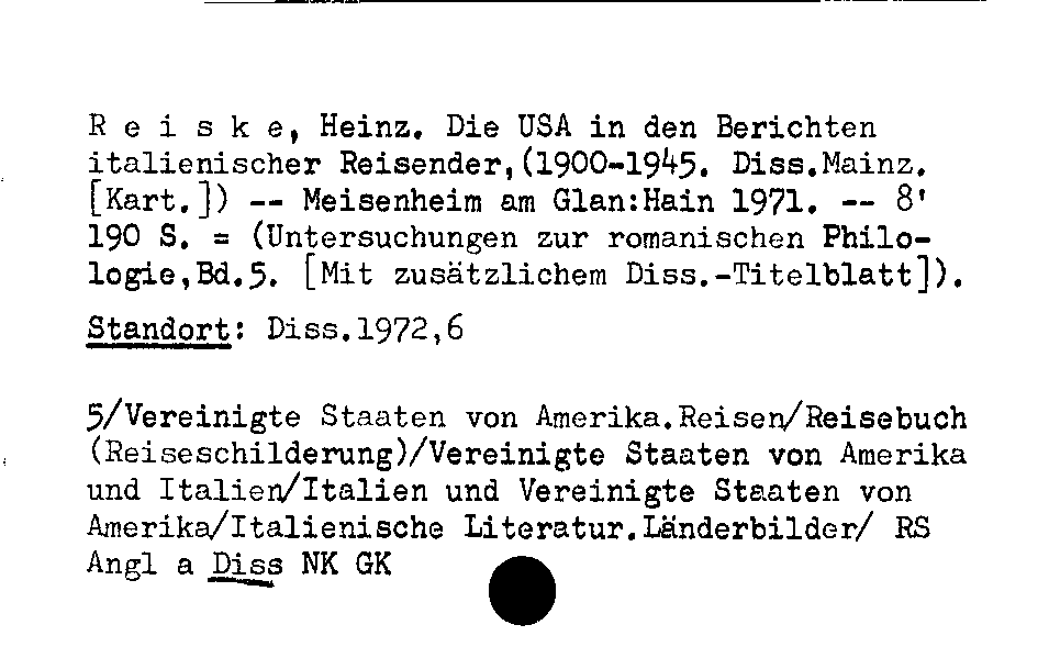 [Katalogkarte Dissertationenkatalog bis 1980]