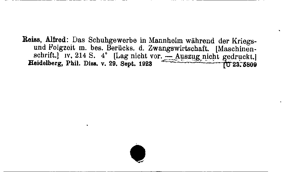 [Katalogkarte Dissertationenkatalog bis 1980]