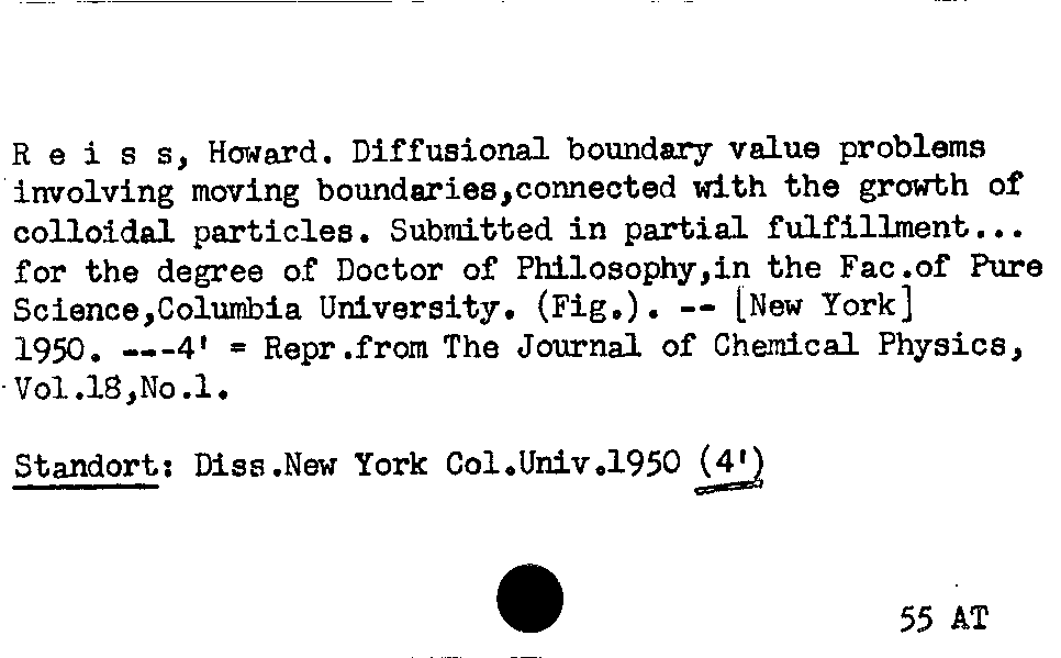 [Katalogkarte Dissertationenkatalog bis 1980]