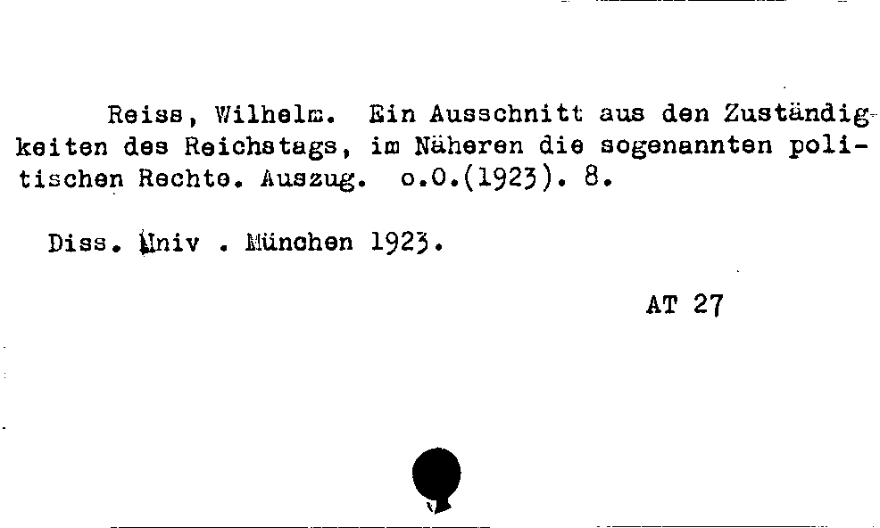 [Katalogkarte Dissertationenkatalog bis 1980]