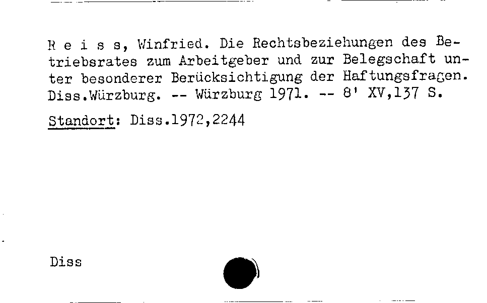 [Katalogkarte Dissertationenkatalog bis 1980]