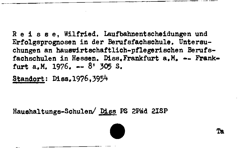 [Katalogkarte Dissertationenkatalog bis 1980]